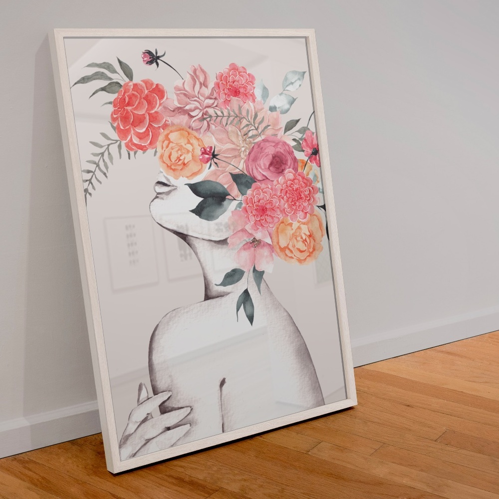 Watercolor Floral Woman Portrait Wall Art Illustration Print Poster Unframed - Picture 5 of 17
